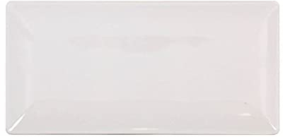 Acan Juego de 6 bandejas Planas de cerámica, rectángulares, Color Marfil, Pack de Platos rectangulares de cerámica, 30 x 2 x 20 cm