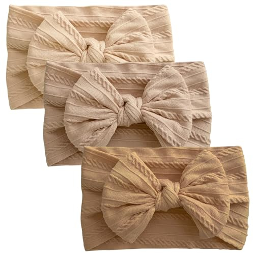 3 pièces bandeau Turban pour bébé, bandeaux pour nouveau-né, nœuds pour bébé fille, couvre-chef à nœud doux, bandes élastiques pour cheveux pour tout-petits, nouveau-né