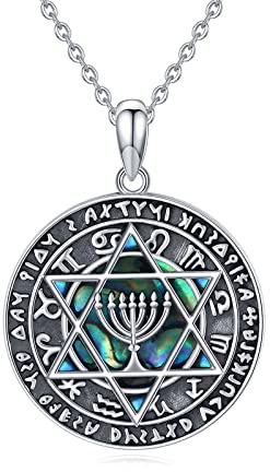 Twoowl Davidstern Halskette 925 Sterling Silber Jüdischer Mezuzah Anhänger Heidnischer Schmuck Davidstern Geschenke für Frauen Männer
