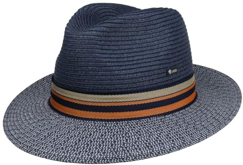 Lipodo Corinaldo Bogart Fedora Paper Straw Hat Colorful Ribbon Men Summer Made in Italy Navy