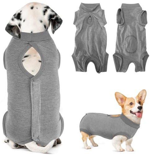 SlowTon Hundebody nach Op, weicher Hundebody nach Kastration rüde hündin, Anti-Lecken Wundschutzanzüge für Hunde atmungsaktiver Kastrationsbody Hund mit Klettverschluss