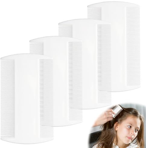 Peine antipiojos y lentas, fácil eliminación para el cabello de niño y adulto, para toda la familia, 4 peines de dientes finos de doble cara, apto para animales, antipulgas y garrapatas para perros y