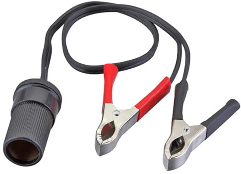 Xinhuju Pinze a coccodrillo adattatore per presa accendisigari 12 V/24 V, pinze a coccodrillo per batteria da auto 30 A, adattatore per auto presa di corrente | con cavo di prolunga da 32 cm, per CA