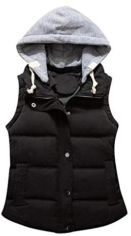 Womens Gilet With Hood Sleeveless Quilted Gilet Lightweight Full Zip Vest Winter Warm Cozy Body Warmer Cotton Padded Gilets Outdoor Windproof Outfits Camping Hiking Jacket With Pockets