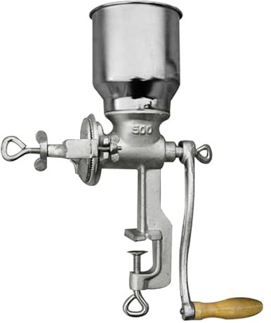 Macinino Manuale per Cereali con Tramoggia Grande da 13cm & Morsetto da Tavolo da 4cm,Finezza di Macinatura Regolabile,Multifunzione Macina a Mano in Ghisa,per Noci,Caffè,Cereali,Semi,Mais,Spezie