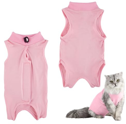 Tibapla Combinaison de Récupération de Chat, Body Post-Chirurgie pour Chaton, Gilet de Récupération Anti Léchage pour Chats Chiens, Collier Alternatif pour Abdominales Maladies (Rose, L)