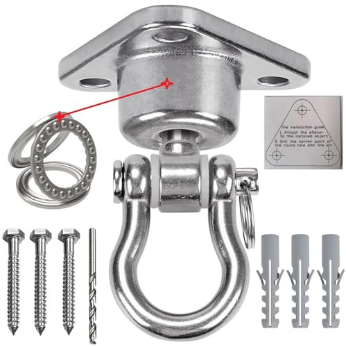 WWFFEN Crochet Plafond Charge Lourde,Acier Inoxydable pivotant à 360° hamac Suspendu avec palier Aire de Jeux extérieure Suspendue Chaise balançoire de Yoga, capacité de Charge 675KG