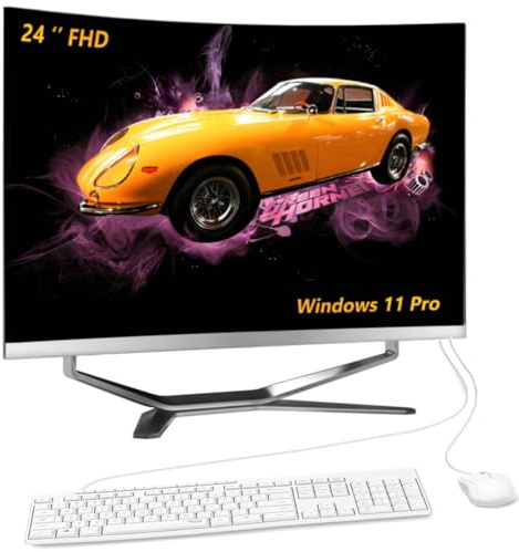 SZTPS Ordinateur de bureau tout-en-un avec Intel Core i5-112450H | Écran FHD 23,8 (1920 x 1080) - Clavier et souris QWERTY | 16 Go de RAM | SSD 258 Go | USB 3 | Windows 11 PRO | Webcam | WiFi + BT