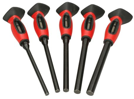 KS Tools - 156.0222F - Jeu de 5 chasse-goupilles - Chasse clou brunis - Goupille avec poignée - lot de 10-12-14-16-18 mm - Avec système anti-vibrations