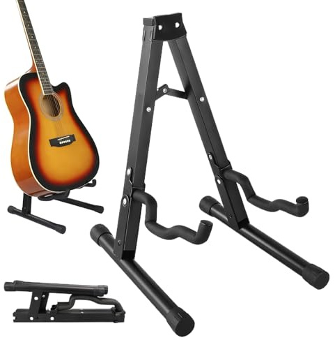 Akustisk gitarrställ, vikbar gitarrstativ - Metall justerbar gitarrställ | Musikinstrumenttillbehör, bärbar ukulele -arrangör för basar, banjos
