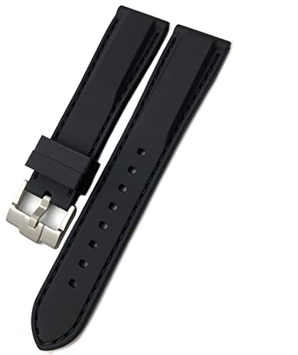 För WatchBand 19mm 21mm 20mm 22mm 23,0 mm 24mm för mjuk vattentät silikonklockor/svart orange/24mm