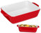 HEALEEP Bandeja Hornear Cerámica Roja para Microondas y Horno Utensilios de Cocina Elegantes y para Repostería y Cocción