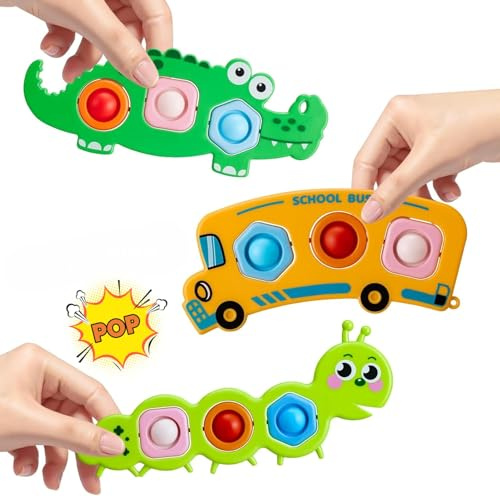 Stocking Fillers Kids, Pop it Fidget Sensory Baby Toys Christmas Birthday Gift for Toddler, Montessori Toy for Airplane Travel Essential Activities for Babies 12+ Month 1 2 3 Year Old