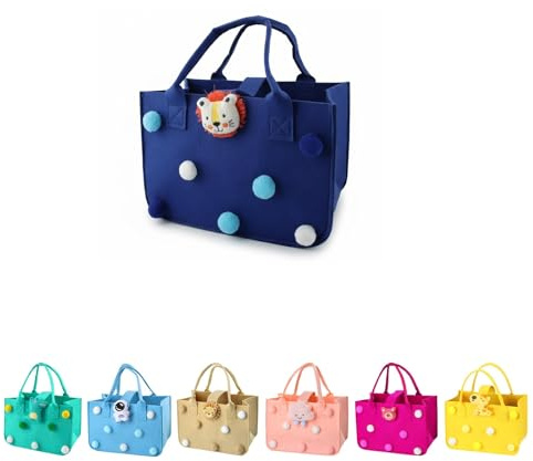 Filtväska, FainFun 30 x 20 x 18 cm filtkorg stor förvaring med handtag, vikbar shoppingväska, filtväska för förvaring av tidningar ved (kungsblå)