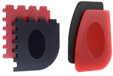 GARIOUANS 4 pièces Set de Grattoirs Plastique pour Cuisson Outils de Nettoyage Résistants pour Poêles Fonte Casseroles et Grills Design Antidérapant Adaptées Noir et Rouge
