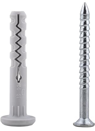 MIVOS Tacos de percusión de montaje rápido con tornillo, brida - 6 x 40 mm - 20 unidades - con tornillo con brida, de percusión, para clavar - de plástico