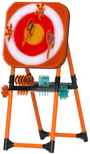 Throwing Axe Game Set, 2-in-1 Outdoor Throwing Sports Kit with 8 Axes and 8 Six-Star Darts, Adjustable Target for Teens and Adults, Backyard Carnival Games