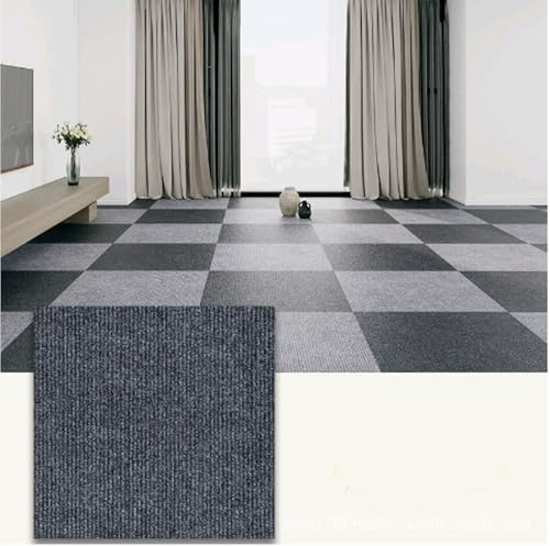 Piastrelle for moquette staccabili e adesive – Piastrelle for pavimenti autoadesive morbide 30 x 30 cm – Pavimento imbottito for camera da letto, soggiorno, ufficio(Dark Gray,10 tiles)