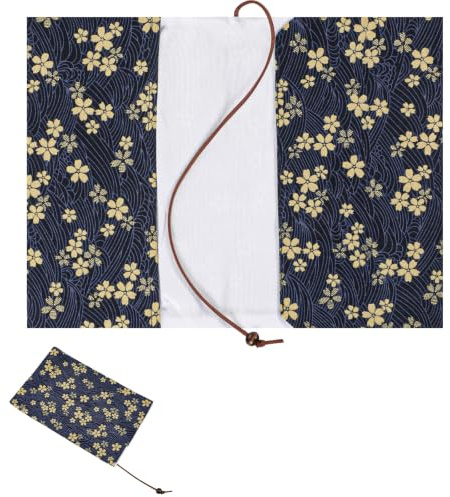 RAHHLIZS 11.61x8.46in Book Cover A5 Hardcover Book Sleeve Cover | Fabric Book Protector Cherry Blossom Polyester Soft Cover Books for Hardcover Softcover Novels Protection (Dark Blue)