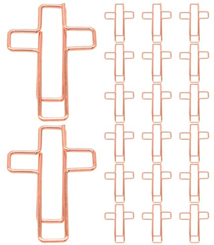 WRITWAA 100 st metallkrucifix-gem: Dopkors-gem - Roséguldkors- - 1,3x0,8 tum kristna för bibelstudiedagbok, hantverk