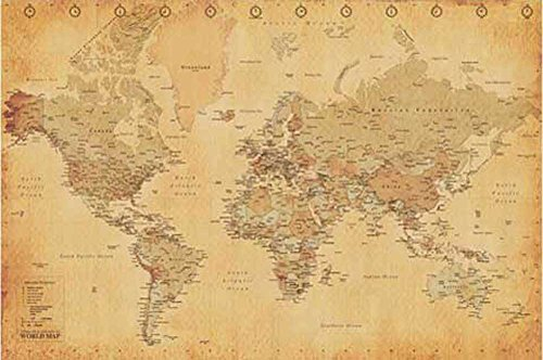 Maps - Vintage Style - Landkarten Poster Weltkarten Welt Erde - Grösse 91,5x61 cm