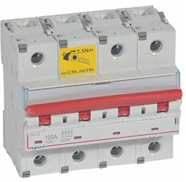 406546 Interrupteur Sectionneur Tétrapolaire 4p - 100a - 6 Modules - Auxiliarisable - Legrand Dx³-is