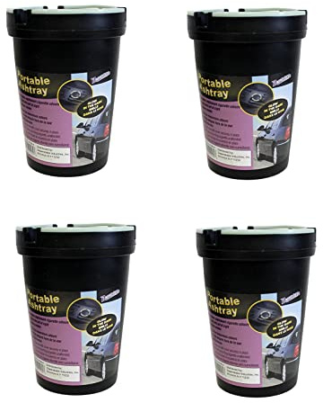 4 Pack Stub Out Glow in the Dark Cup-style Self-extinguishing Cigarette Ashtray - Butt Bucket -Portable Ashtray Black Auto Car Home