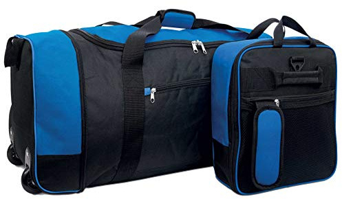 iN Suitcase Large - 32” Foldable Wheeled Holdall, 80L Capacity - Large Suitcase and Travel Bag with Wheels - Durable and Convenient for Travel, Easy Storage, Ideal for Any Adventure (Black/Blue) 80L