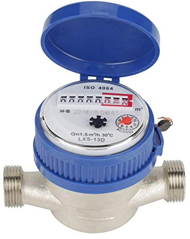 Compteur d'eau, compteur d'eau froide de 15 mm 1/2 pouce, compteur d'eau de jardin avec raccords pour jardin et usage domestique, avec un couvercle de protection, des performances stables