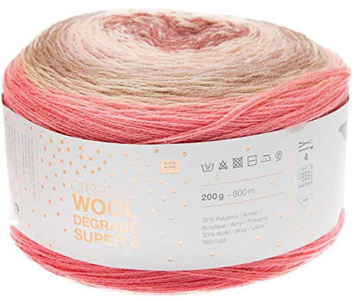 Rico creative Wool Degrade Super 6 Rosa-Flieder Fb. 18, Bobbel Farbverlaufswolle zum Häkeln u. Stricken