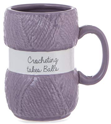 Boxer Gifts Crocheting Takes Balls Novelty Mug | Realistic Yarn Detailing | Funny Crochet Themed Gift for Her, Purple,‎8.2 x 8.2 x 12.5 cm; 410 Grams