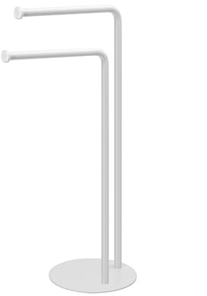 Inbagno Piantana Bagno Portasciugamani salvaspazio H 69,5 cm, 2 Barre portasciugamani in Acciaio (Bianco)