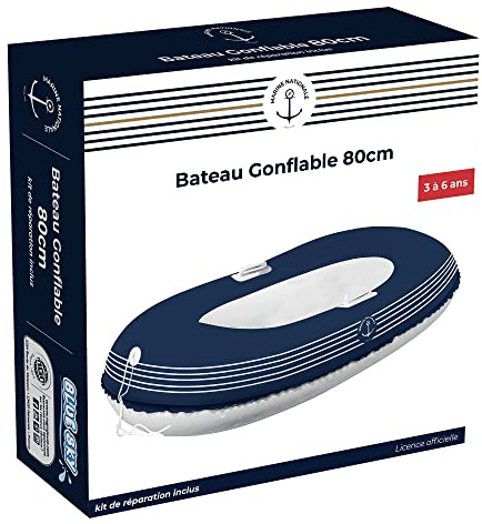 BLUE SKY - Bateau Marine Nationale - Gonflable - 069956 - Bleu - Plastique - 80 cm x 40 cm - Jouet Enfant - Bouée - Licence Officiel - À Partir de 3 Ans