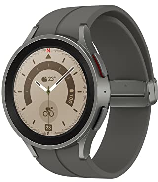 Samsung Galaxy Watch5 Pro Smartwatch, Gesundheitsfunktionen, Fitness-Tracker, ausdauernder Akku, Bluetooth, 45 mm, Grey Titanium inkl. 36 Monate Herstellergarantie [Exklusiv bei Amazon]