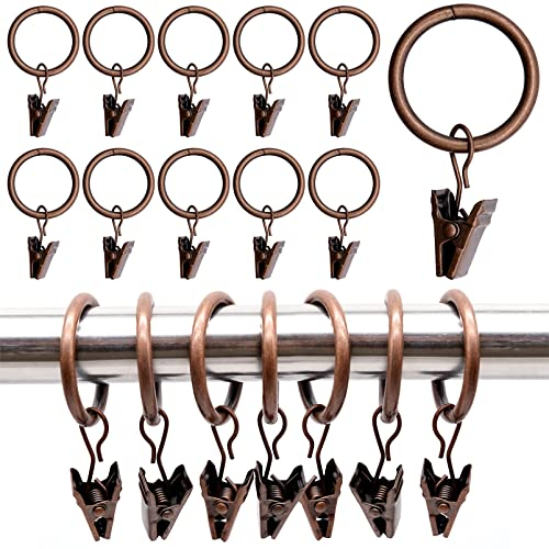 Paquete de 40 anillos de cortina con clip, clip de cortina resistente, clips de latón antiguo, ganchos de cortina para decoración del hogar, resistente al óxido, vintage, se adapta a barras de cortina