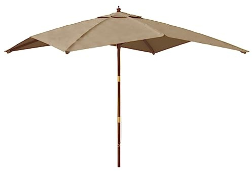 vidaXL Sonnenschirm, Gartenschirm mit Holzmast UV-Schutz, Strandschirm mit Belüftung 8 Rippen, Marktschirm Balkonschirm Terrassenschirm, Taupe