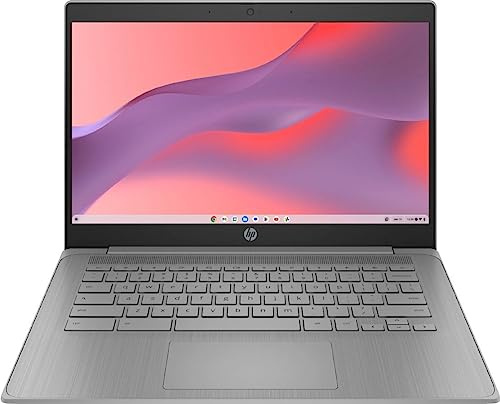 HP Laptop Chromebook 2023, pantalla de 14 pulgadas, procesador Intel Celeron N4120, 4 GB de RAM, 128 GB de almacenamiento (64 GB eMMC + tarjeta MSD de 64 GB), gráficos Intel UHD 600, WiFi, Bluetooth,