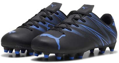 PUMA Unisex Youth ATTACANTO FG/AG JR Soccer Shoe, PUMA Black-BLUEMAZING, 38.5 EU