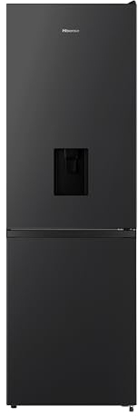 Hisense RB390N4WBE 60cm Freestanding 60/40 Fridge Freezer - 304 litre capacity - Total No Frost - Non-plumbed Water Dispenser - Black - F Rated, H186 x W59.5 x D59.0