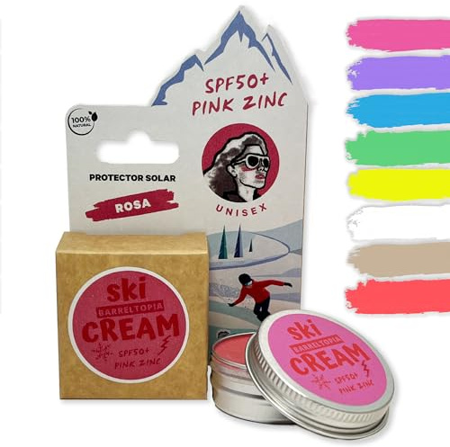 Barreltopia Crème Solaire Visage Ski SPF 50+ - Protection Totale Creme Solaire Ski Enfant et Adultes - Stick Solaire Skincare Sunscreen - Stick Levres Ski Waterproof Eco Naturelle (Rosa)