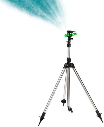 Avilia Arroseur pivotant avec béquille réglable pour Jardin et pelouse – Jet Rotatif 0° – 360°, en Acier, raccord 1/2, Hauteur modulable pour Irrigation par Pluie optimale