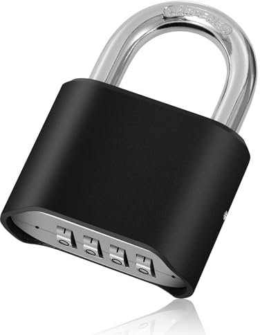 Cadenas à Combinaison 4 Chiffres Cadenas Code Mot de Passe Caché Serrure Combinée En Acier Inoxydable Pour École, Portail, Garage, Rangement,Jardin Noir