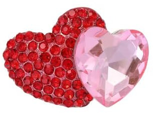 Broche en forme de cœur en strass pour femmes et filles - Rose diamant CZ - Double cœur - Épinglettes de corsage - Accessoires de vêtements pour la Saint-Valentin, Métal, Zircon cubique