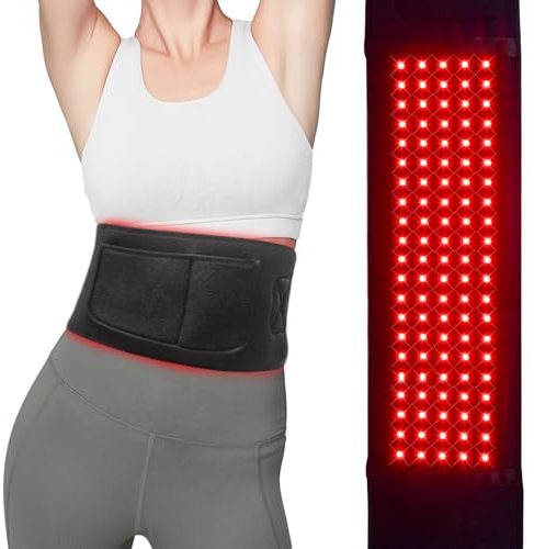 Hottoerak Rotlichtlampe Gürtel, 105 LEDs Infrarotlampe, 660nm & 850nm Rotlicht mit 3 Modi und Zeitschaltuhren, 5 Helligkeitsstufen Rotlichtlampe, Rotlicht Therapie Für Rücken Schulter Gelenke