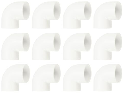 sourcing map Codo de 32 mm y 90 grados, 12 accesorios de tubería de PVC de 2 vías en ángulo recto, adaptador de salida lateral, acoplamiento, conectores de PVC para muebles de construcción, color