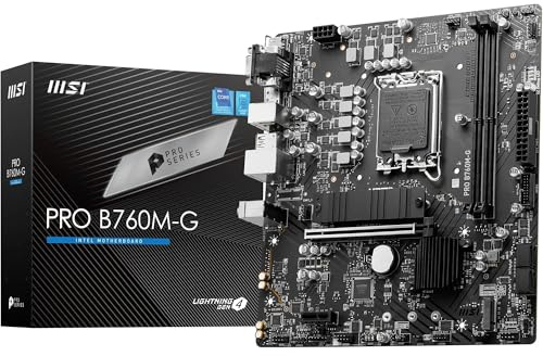 MSI PRO B760M-G Motherboard, Micro-ATX - Supports Intel 14th, 13th & 12th Gen Core Processors, LGA 1700 - DDR5 Memory Boost 6400+MHz/OC, PCIe 4.0 x16 Slot, M.2 Gen4 Slots, 2.5G LAN