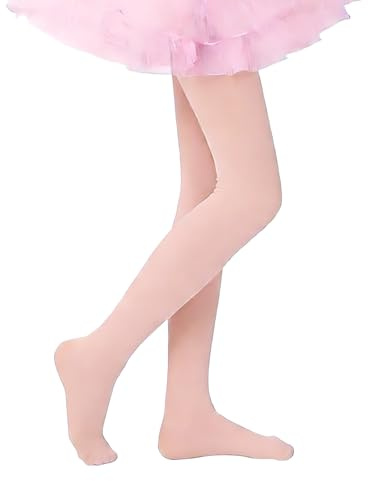 XIYEZDM Girls Ballet Dance Tights Footed School Tight Student Microfiber Kids Ultra Stretchy Soft Training Pantyhose Schoolwearwear Age 4-13(Nude, 8-10 Years)
