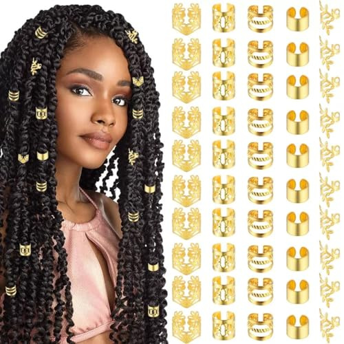 TSUOUKL 28 Pezzi Accessori Capelli Dreadlock con Perline, Clip Spirale Metallici per Trecce Regolabili - Unisex (Donne/Uomini)