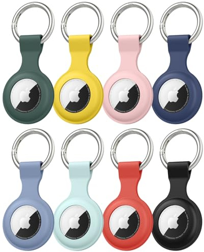 【8 stycken】Mugust-fodral för Apple AirTag hänge med nyckelring, AirTags silikon bärbar nyckelring skydd, skyddsfodral för AirTag Case Tracker (APack)