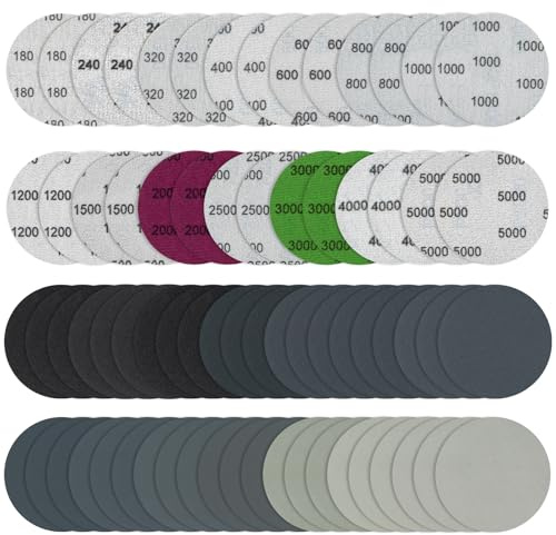 70 Pièces Disques de Ponçage 75mm Disques Abrasifs Auto-Agrippants Grain 180/240/320/400/600/800/1000/1200/1500/2000/2500/3000/4000/5000, Papier de Verre Sec à l'eau, pour Meulage Fraisage Gravure